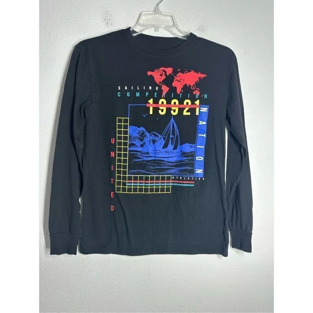 Original Use Sailing Competition Black Long Sleeve Mens Shirt Size XS Cotton